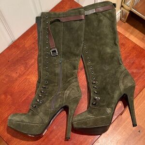 Elegant Olive Green High Heel Boots